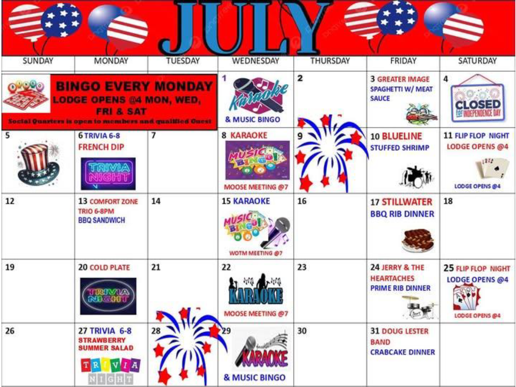 Monthly Events Calendar